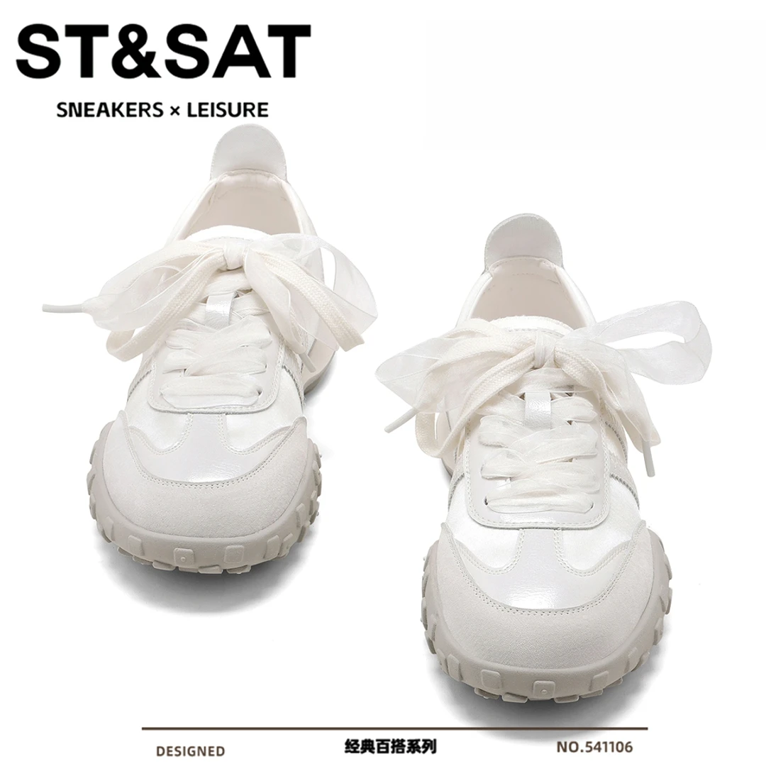 星期六真皮德训鞋女2025新款软底不累脚休闲运动鞋网纱跑步阿甘鞋