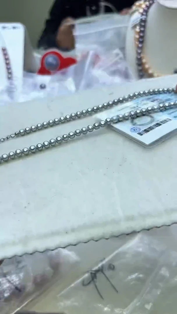 未镶嵌项链淡水珍珠灰色系小米项链