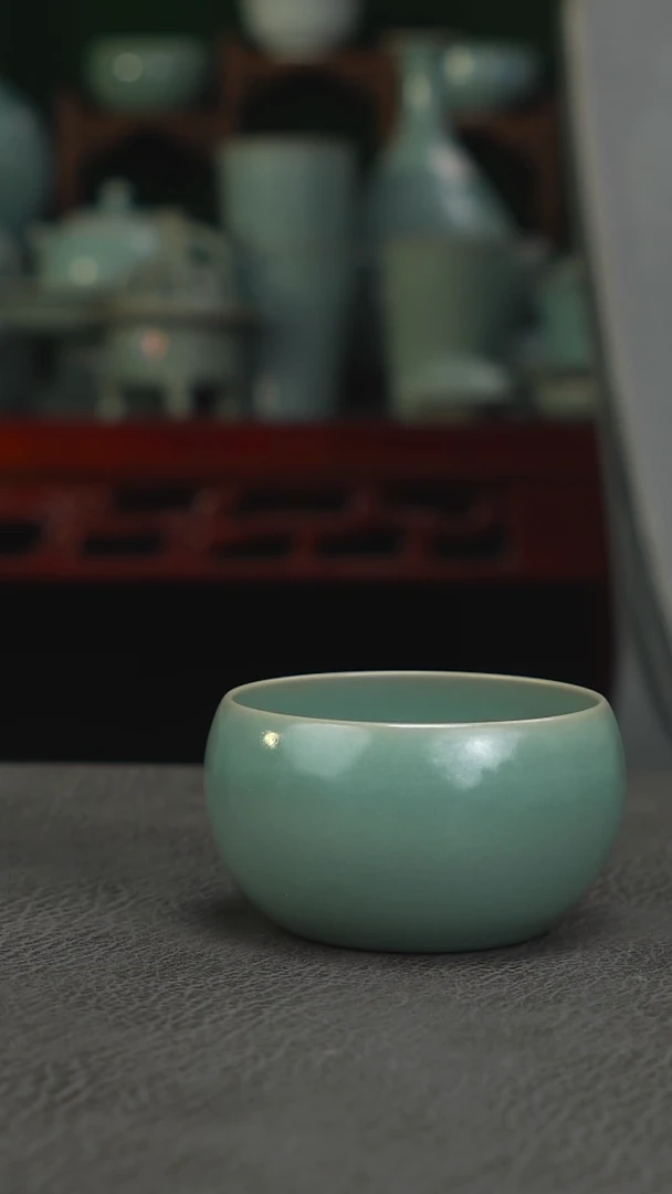 扫地僧青绿釉禅定杯  120cc精品-二