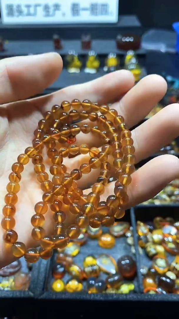 琥珀颈饰未镶嵌天然缅甸琥珀手串