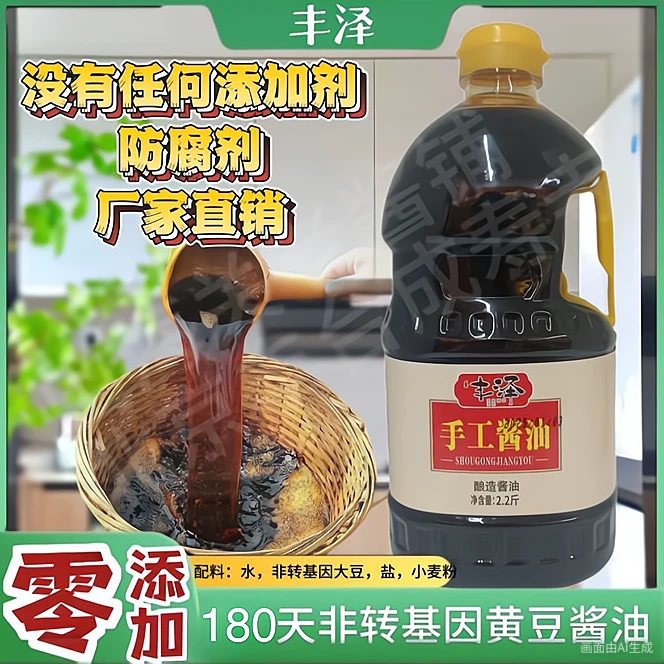 2斤（晒足180天）零添加供销社散打老酱油古法手工酿造新鲜丰泽园