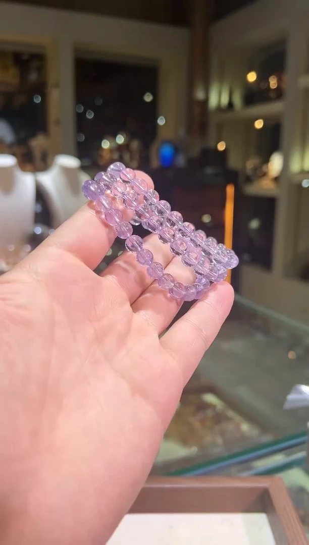 水晶手链未镶嵌7.6mm+玻利维亚紫水(多样性发一）