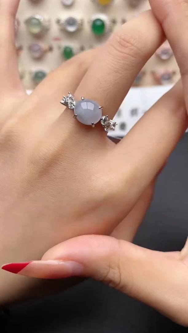 【闪购商品】翡翠戒指银S925镶嵌一物一证一礼盒