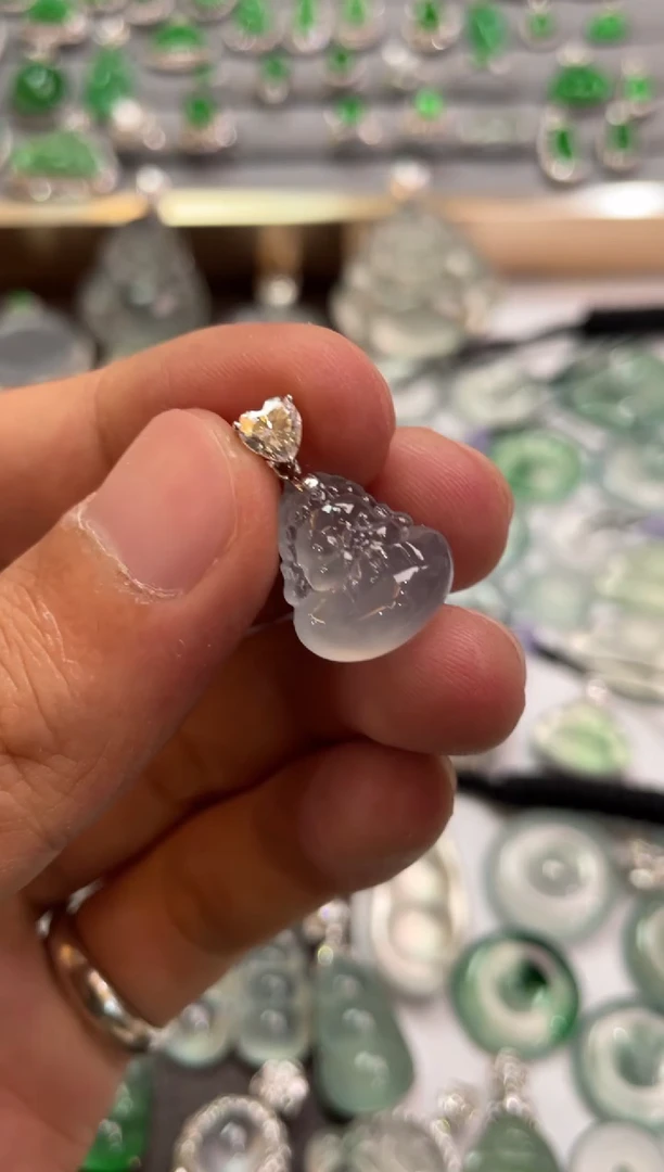 吊坠(不含链)18K金镶嵌翡翠佛公