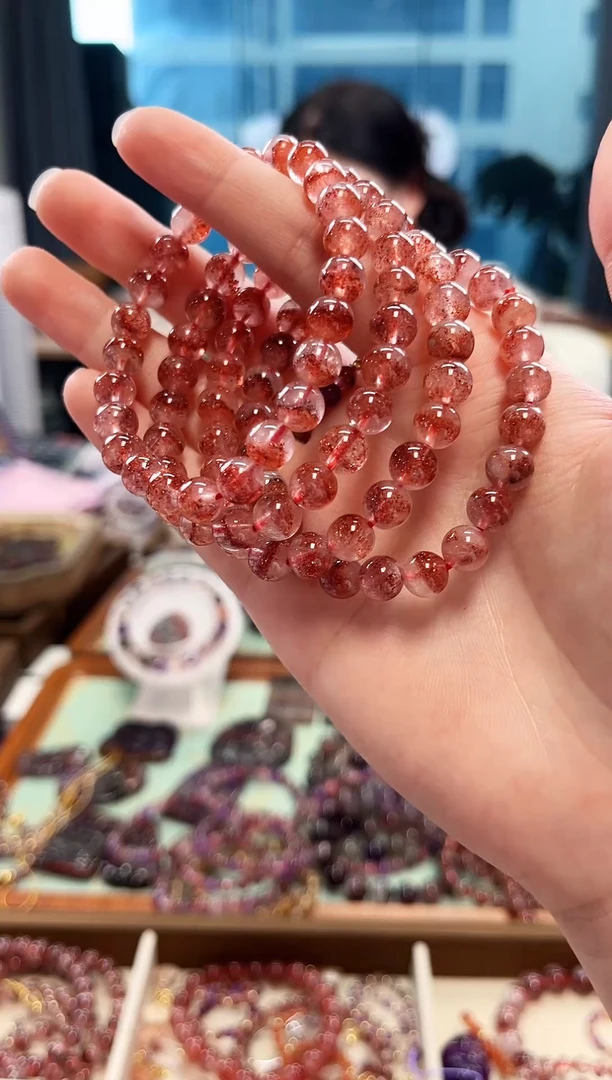 未镶嵌手串水晶金草莓超七单圈手串7mm【多样性发一】