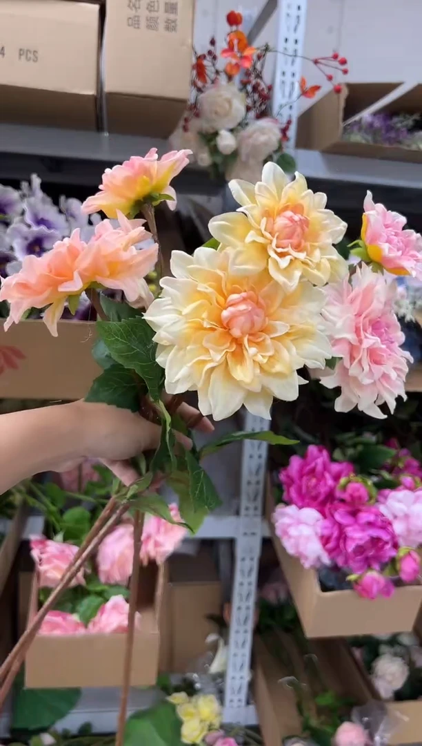 3枝混色手感保湿大丽花