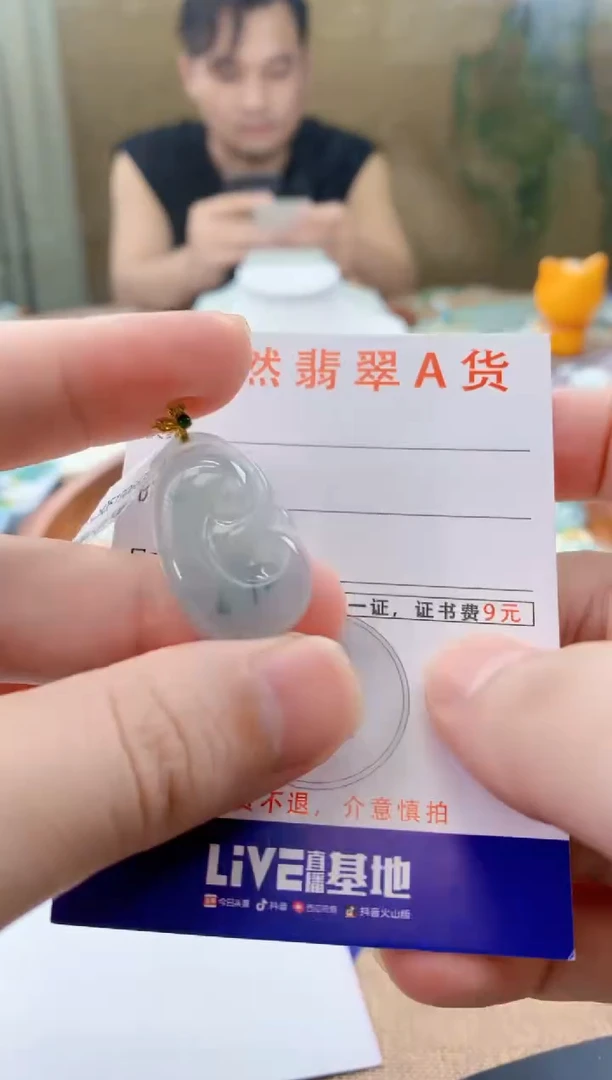 颈饰18K金镶嵌翡翠天然A货翡翠挂件