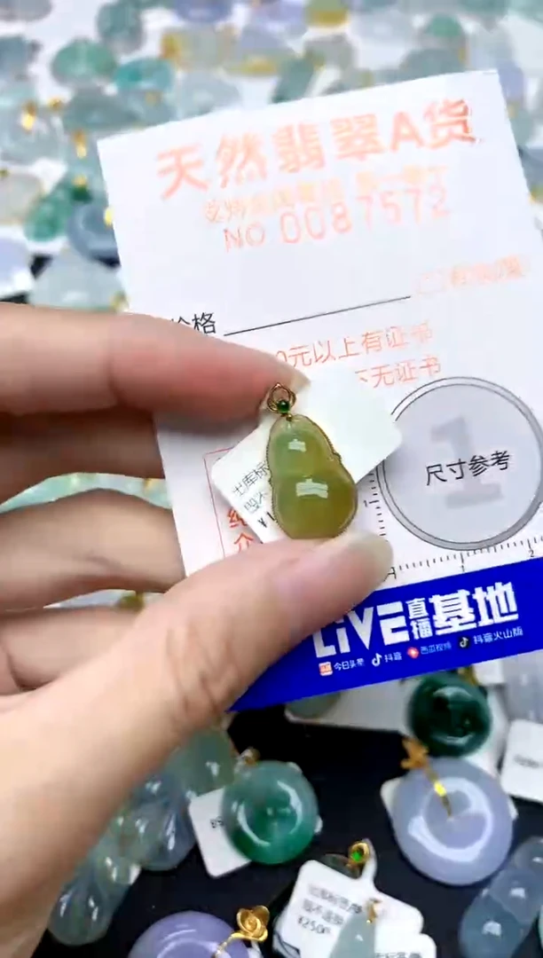 颈饰18K金镶嵌翡翠天然A货翡翠