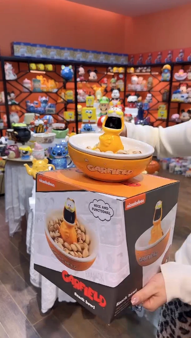 瓷片@@加菲猫陶瓷瓜子盘