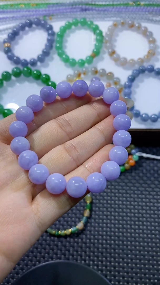 散珠翡翠卡9.8紫手串