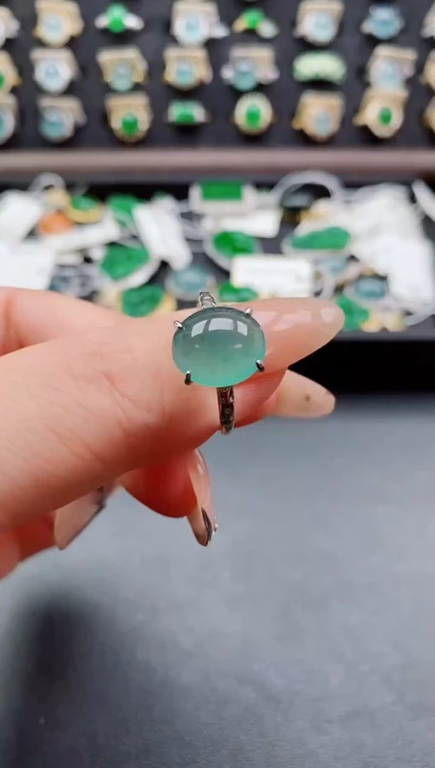 银S925镶嵌戒指翡翠1