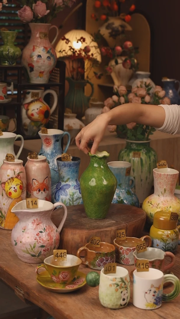 陶瓷景德镇设计师手作花器摆件侘寂风073