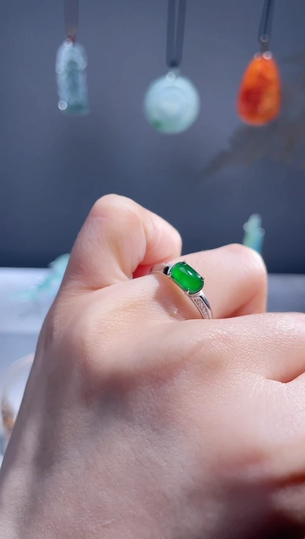 翡翠未镶嵌颈饰戒指