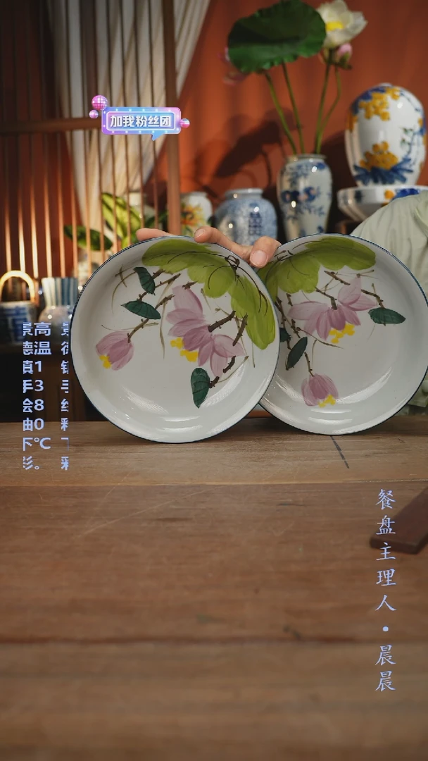 瓷片【简家甄选】景德镇设计师釉下手绘陶瓷餐具