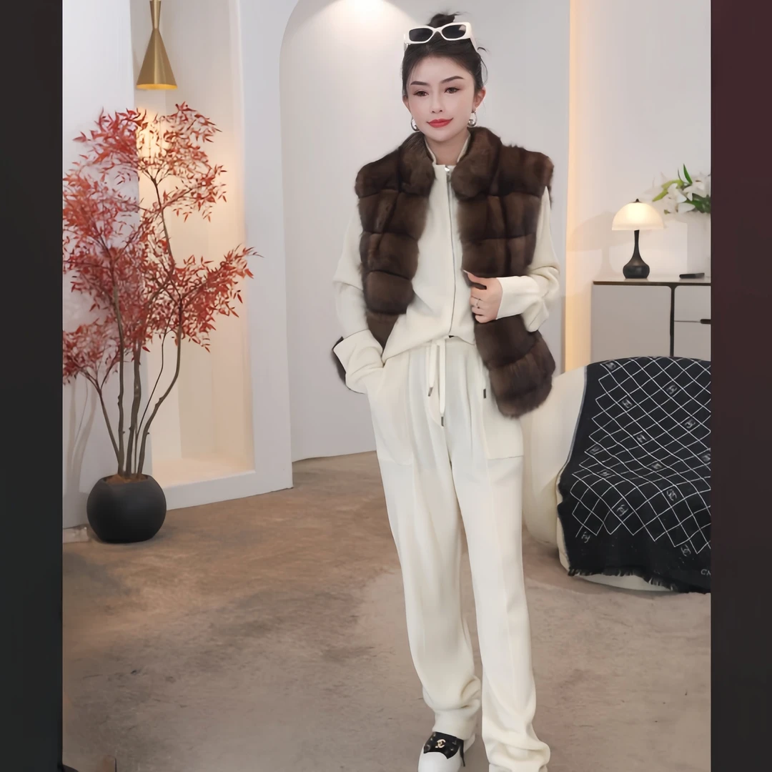 【高端休闲】洋气立体竖条纹夹克直筒裤套装