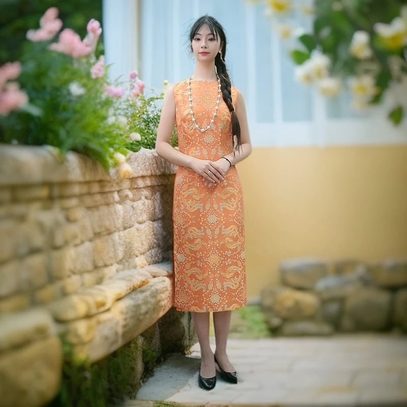 老上海传统国服凤呈祥非遗宋锦新中式连衣裙旗袍传统中式