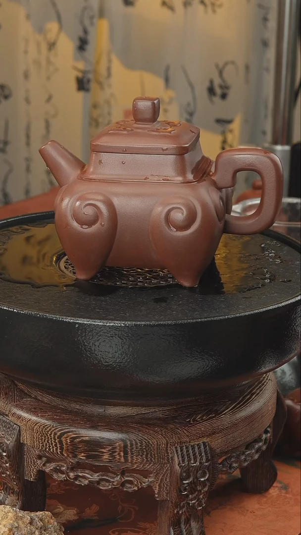 茶壶紫砂四方如意 底槽清