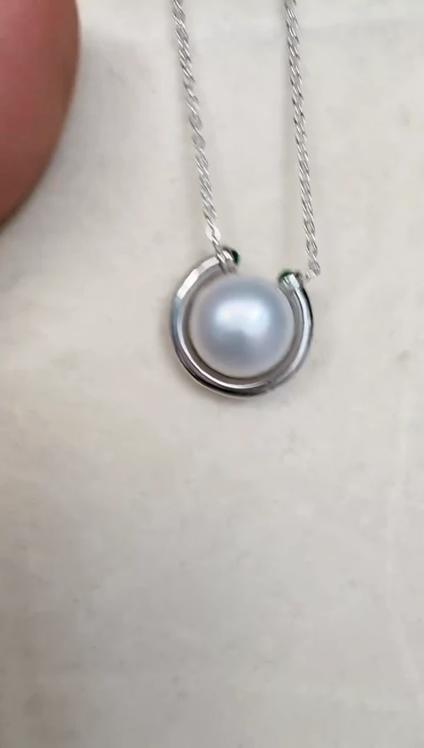 颈饰银S925镶嵌海水珍珠项链