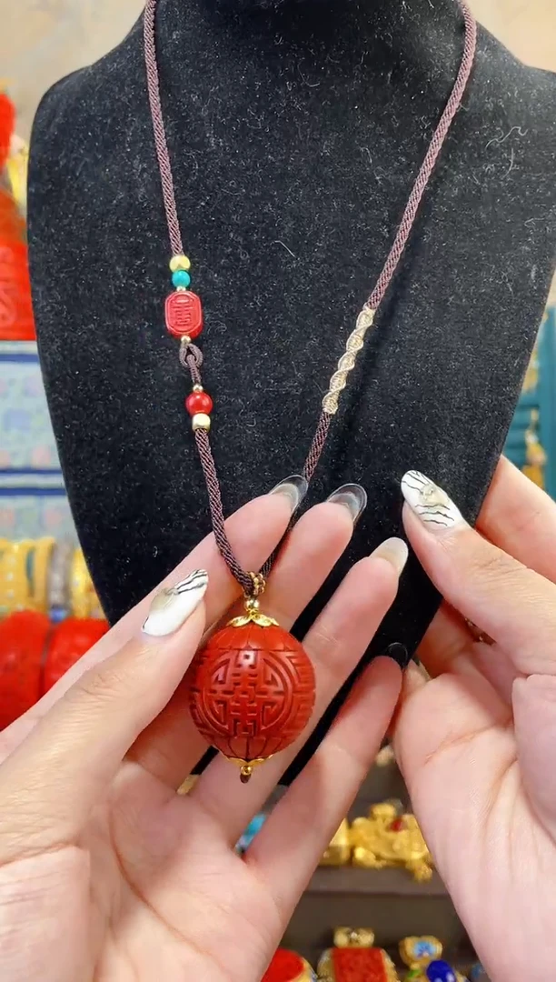 【闪购商品】非遗雕漆3.0单珠毛衣链喜字