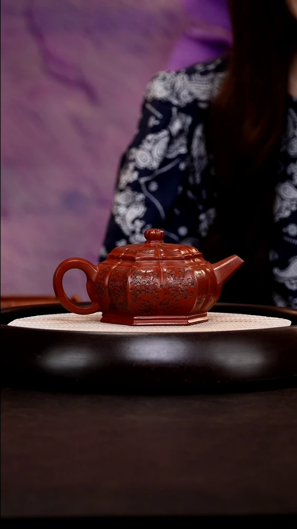 茶壶紫砂ZST5筋纹红泥300cc