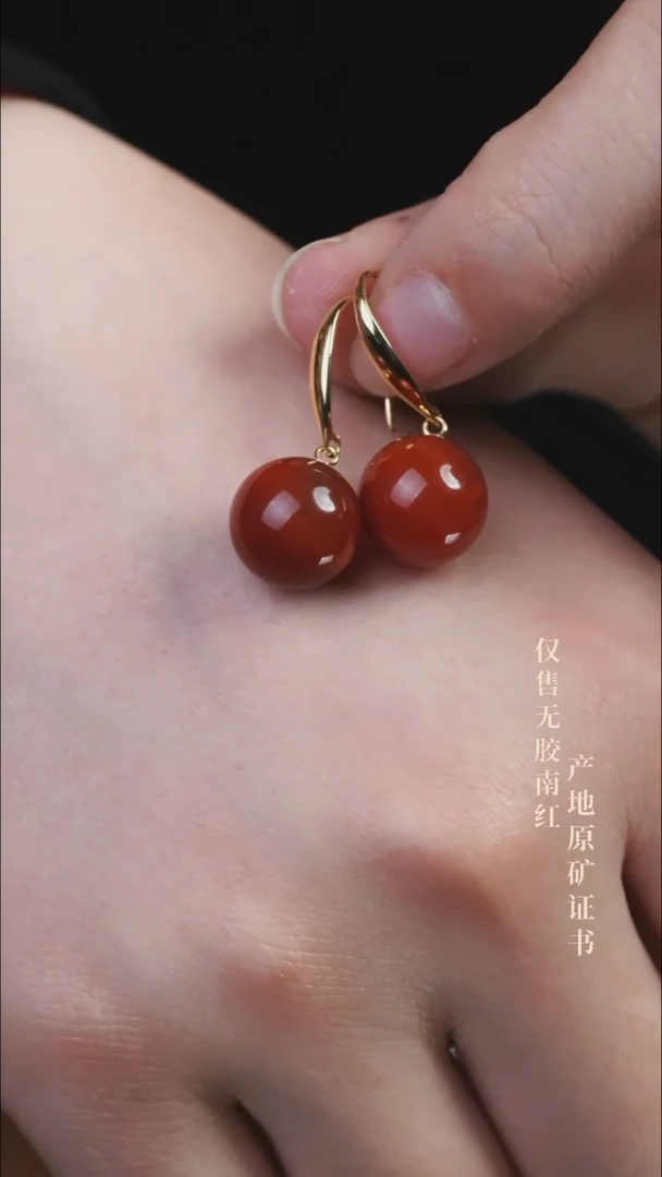 未镶嵌南红玛瑙耳坠耳饰@@SJC2070AK