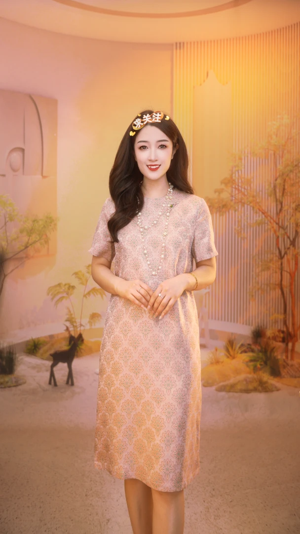 四喜福禄|新中式圆领高端气质夏款连衣裙2025B0569