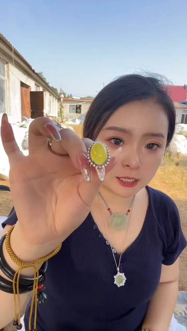 银S925镶嵌蛇纹石玉戒指多样性随机发一