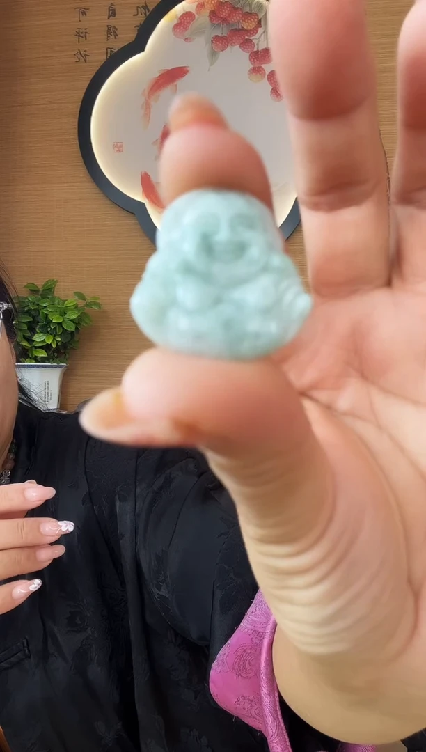 颈饰未镶嵌翡翠天然翡翠佛公带绳