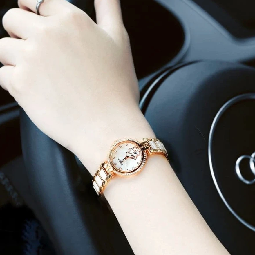 603新款百搭时尚经典陶瓷镶钻防水石英手表2735L