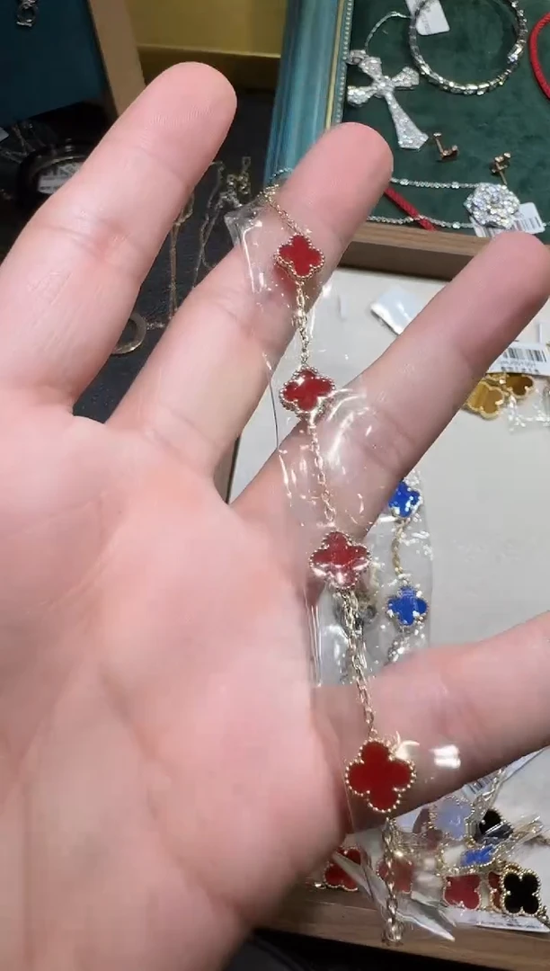 【闪购商品】玛瑙/玉髓手链18K金镶嵌红色k黄，小号五花手链GHJ