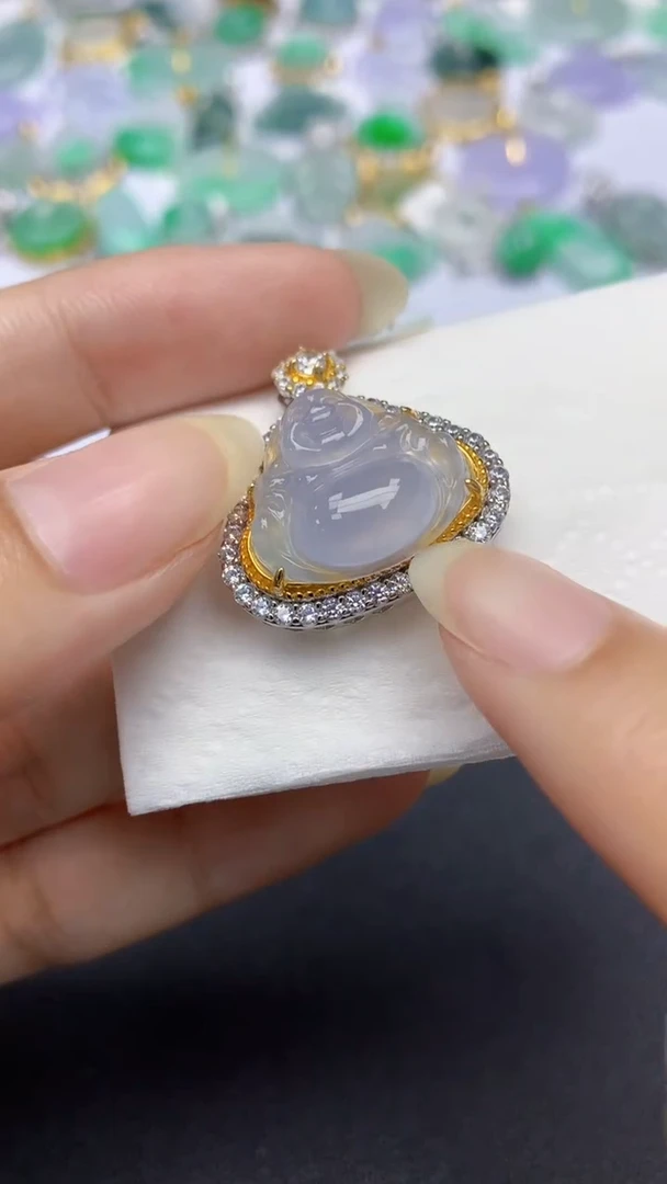 颈饰银S925镶嵌翡翠天然缅甸a货翡翠百元以上9元证书费自理