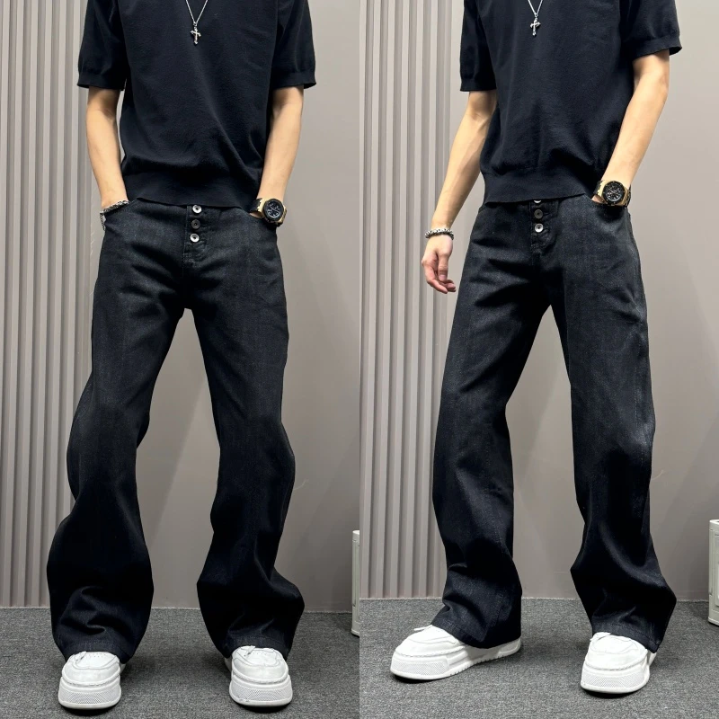 百搭男士垂坠感宽松喇叭裤男女同款复古休闲个性潮流长裤高街牛仔