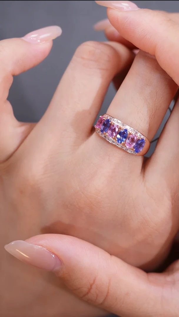 彩色蓝宝石手饰银S925镶嵌手饰