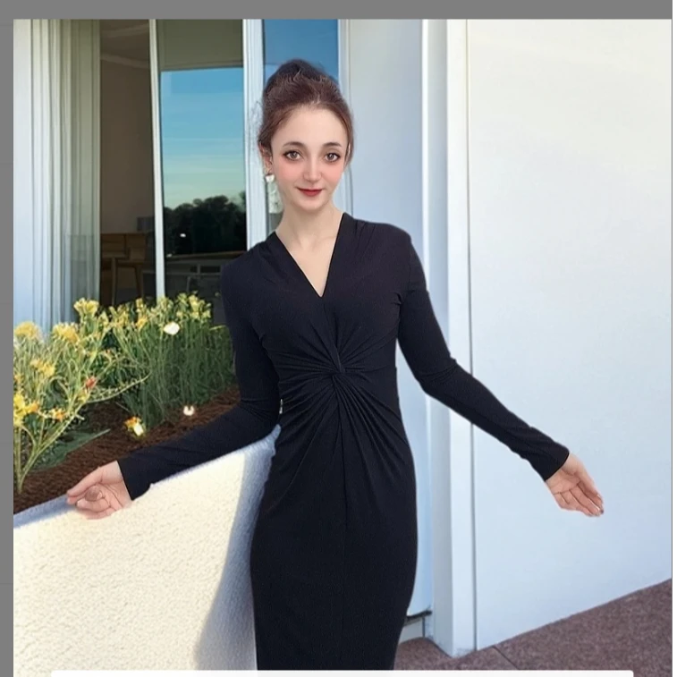 982福利款通勤日常试试V领女装连衣裙