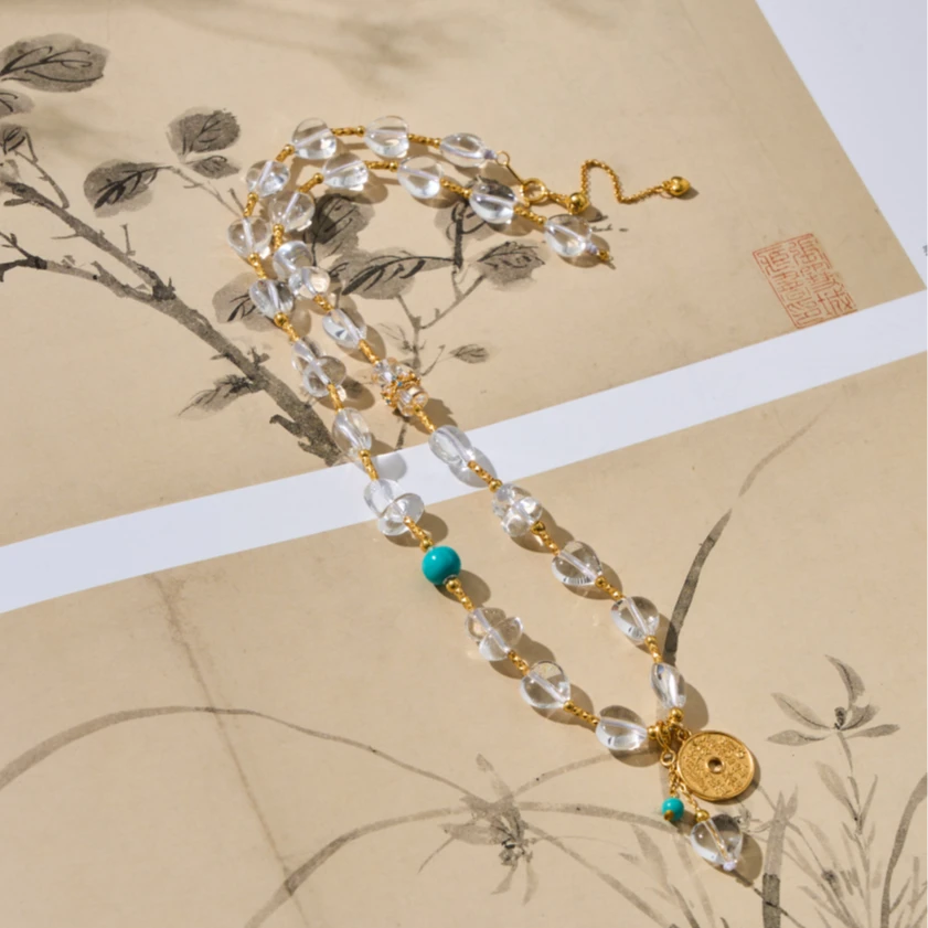 【云上雅岚】抚月丨白水晶项链8mm-多样性发一件-XYGD192071-D