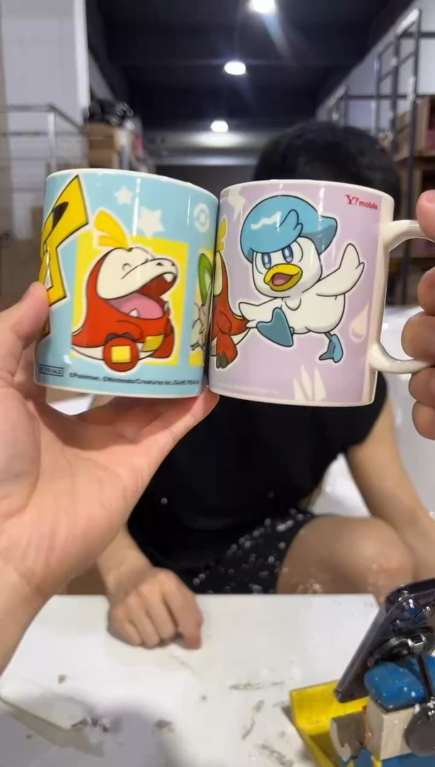 瓷片紫色加蓝色皮卡丘水杯2件套