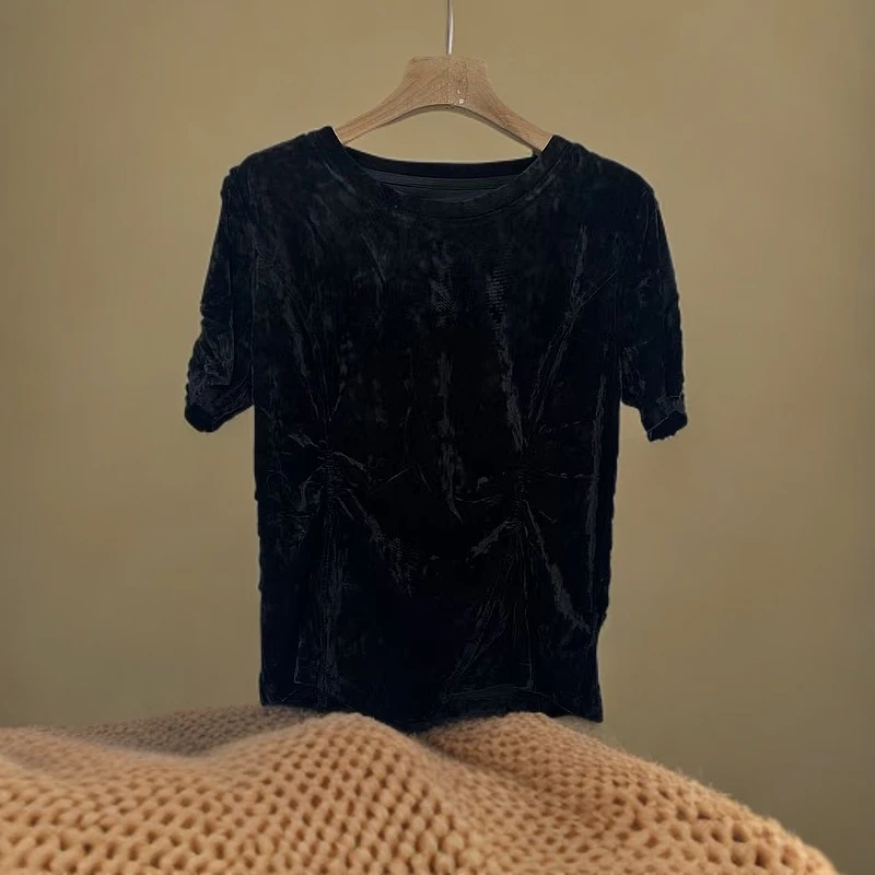 【锦衣服饰】3897丝绒抽绳小衫