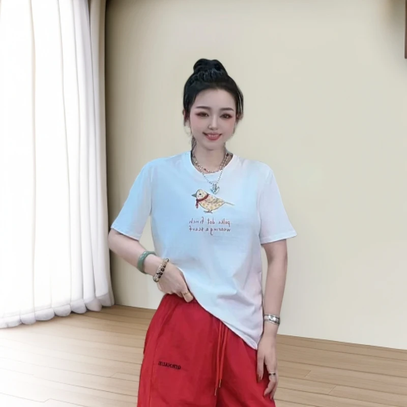 【喜上眉梢】夏季简约韩版百搭小喜鹊T恤6621