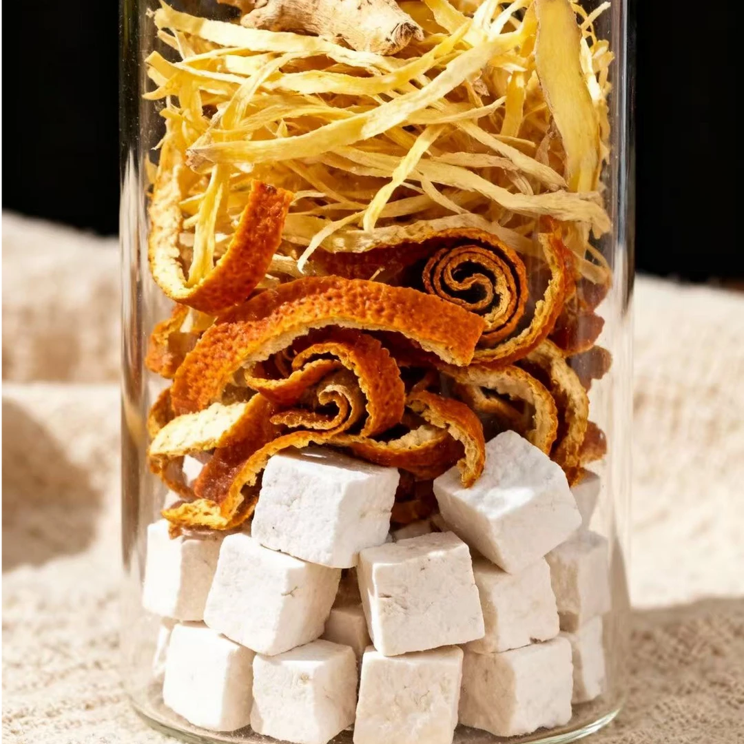 湿湿茶陈皮茯苓干姜丝茶泡水女生男士茶茯苓块