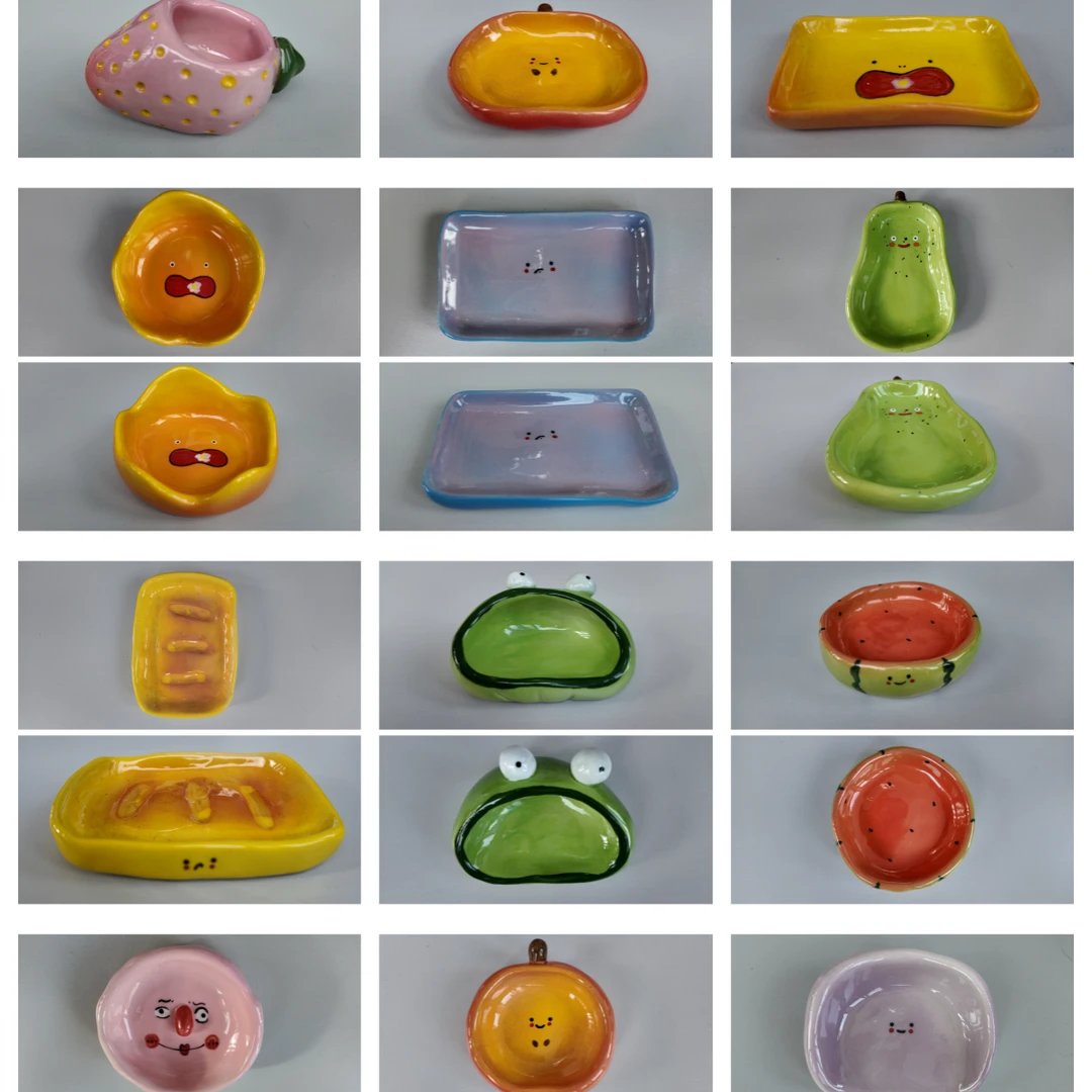 爬宠果泥盘睫角盖勾亚魔物巨人守宫果泥喂食盘，釉下彩安全无毒