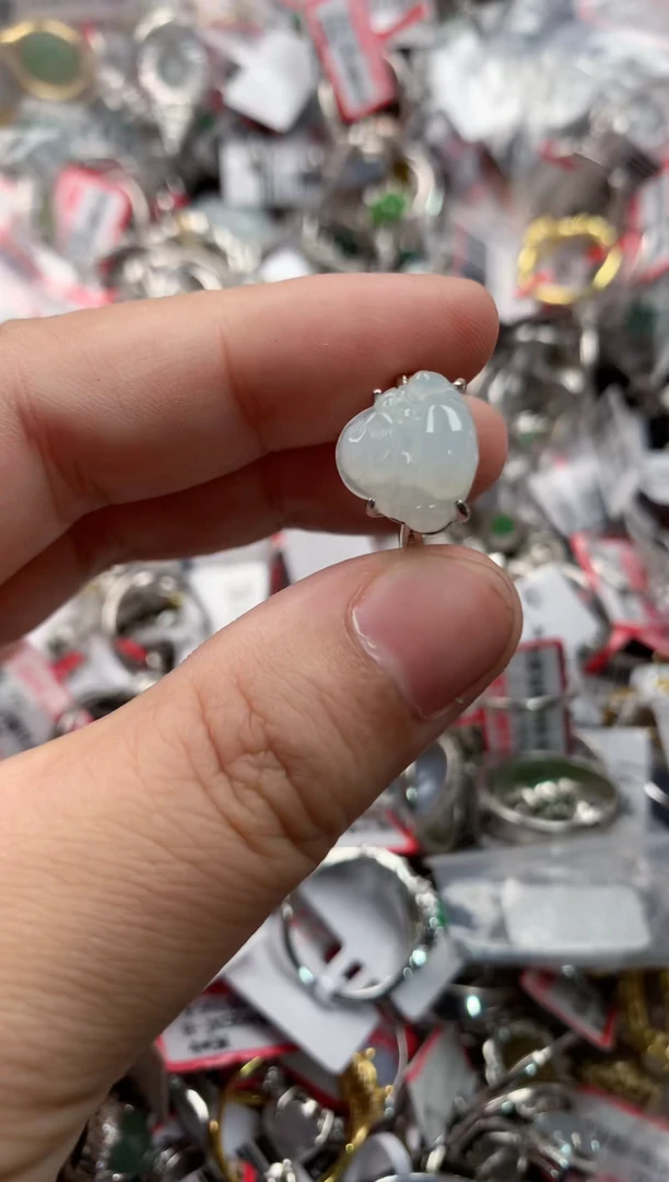 银S925镶嵌戒指翡翠77777   8