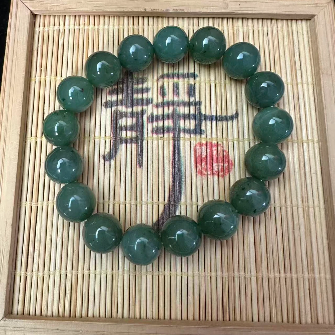 和田玉碧玉圆珠手串（卡12）1111
