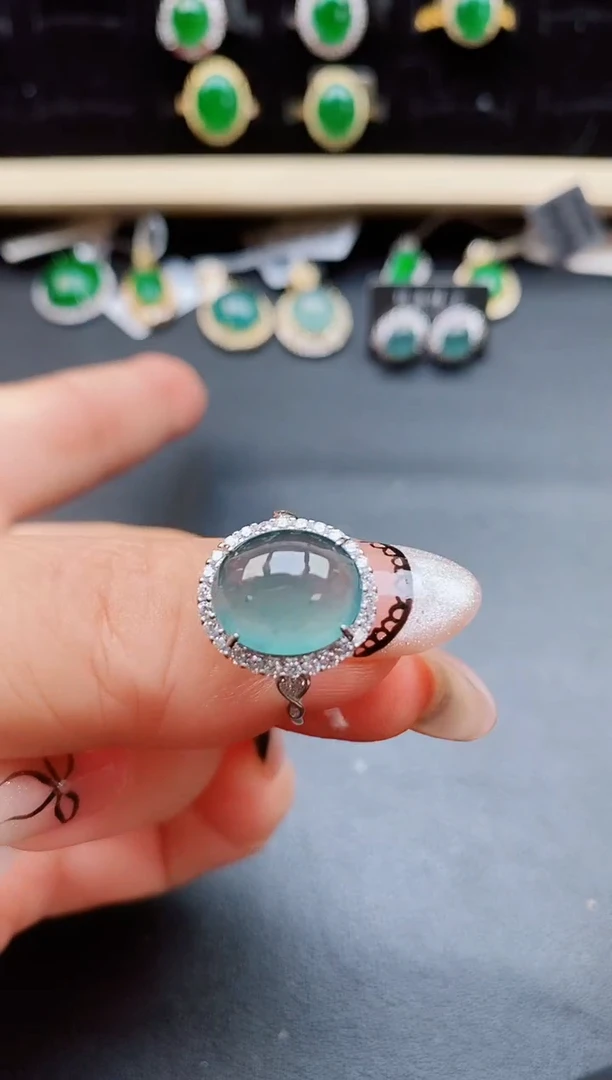 翡翠戒指银S925镶嵌805508