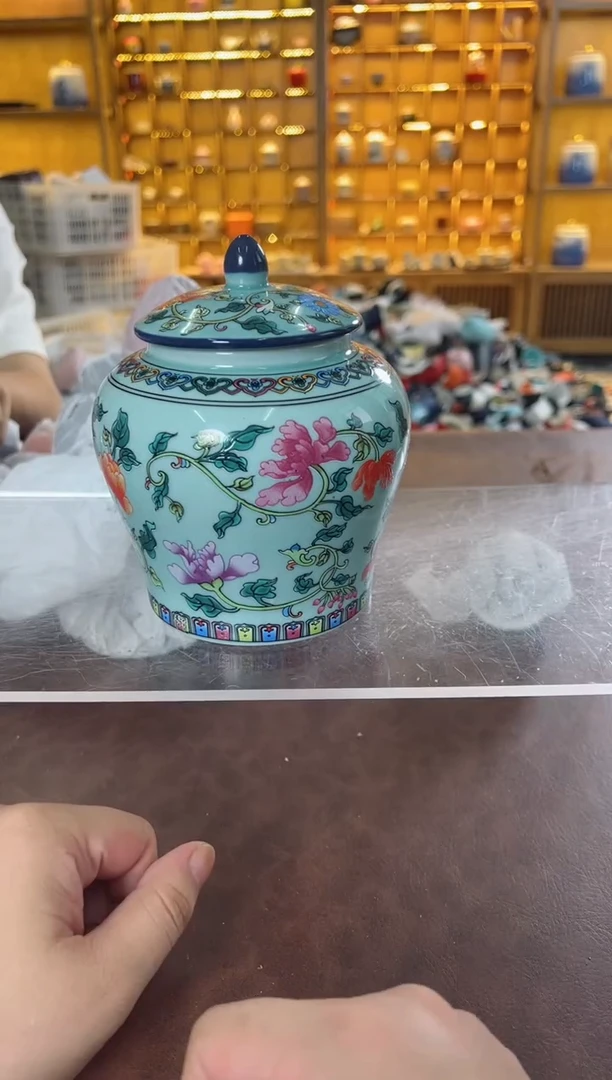 瓷片鸣盏居11111111珐琅彩茶叶罐