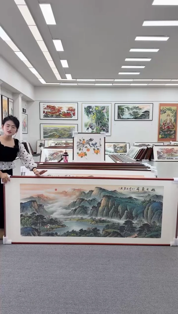 国画手绘  219*88  旭日东升
