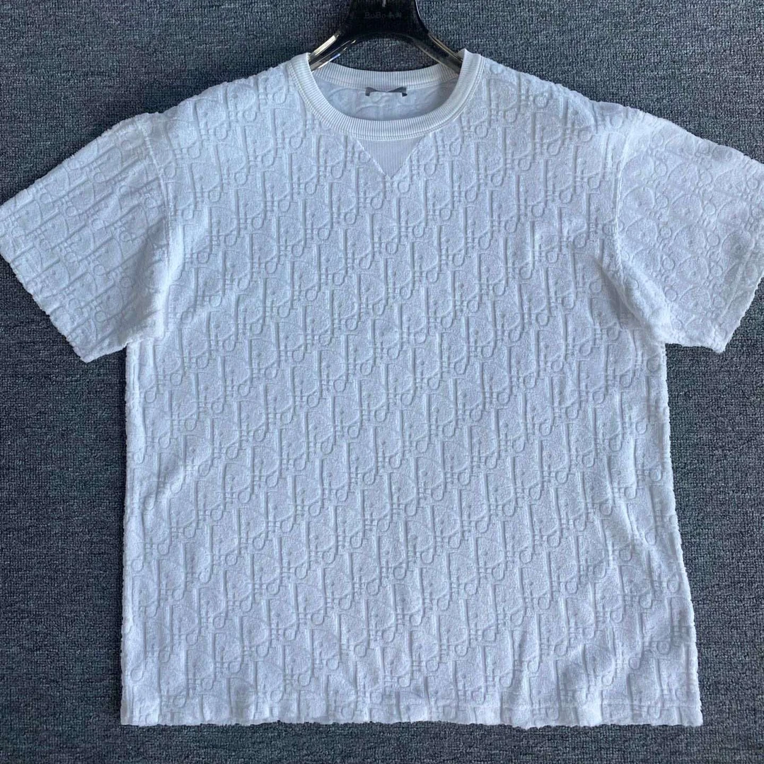 95新 DIOR/迪奥  Oblique 印花毛巾底 棉质短袖T恤 S码 B10022