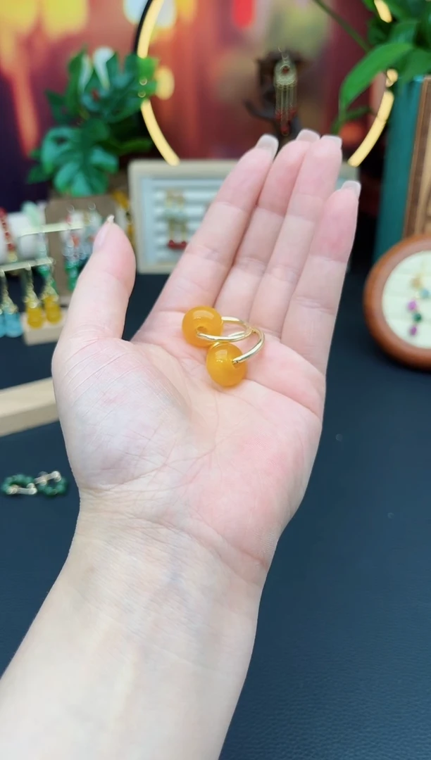 玛瑙/玉髓耳饰银S925镶嵌536