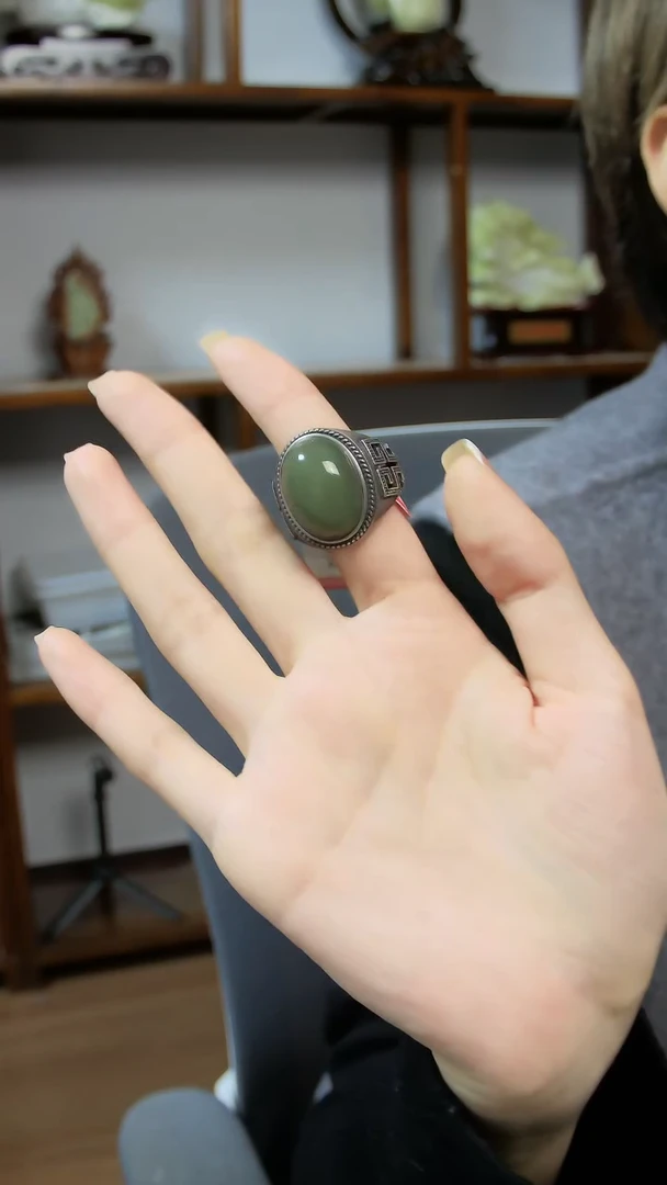 银S925镶嵌戒指和田玉戒指