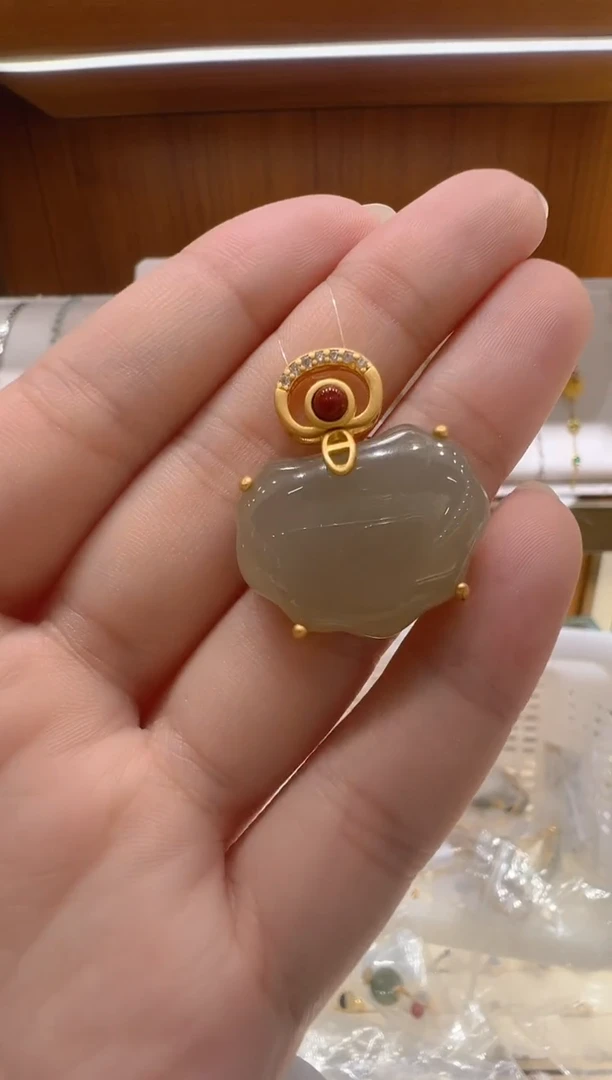 和田玉银S925镶嵌颈饰@@F2317YZY-Q