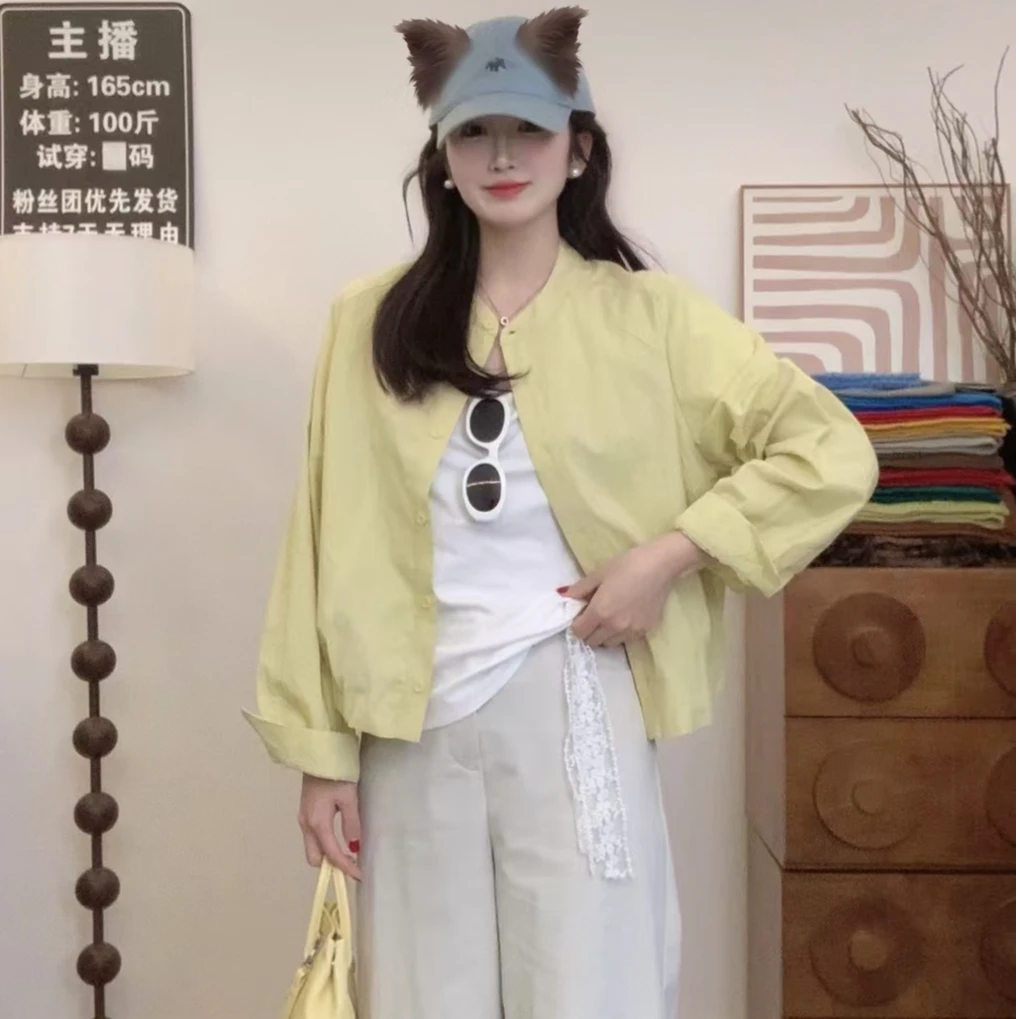 褶皱设计感长袖衬衫女2025春季新款宽松显瘦百搭小个子上衣外套潮